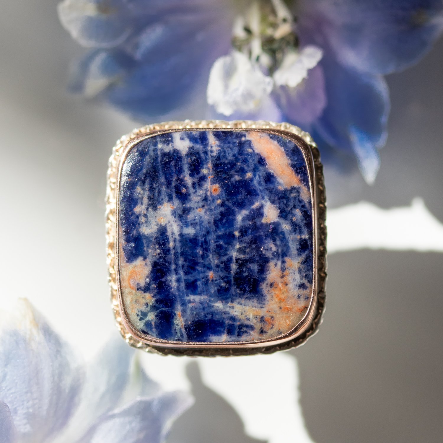 Rectangular sodalite ring by jewelry designer Jamie Joseph at NEWTWIST