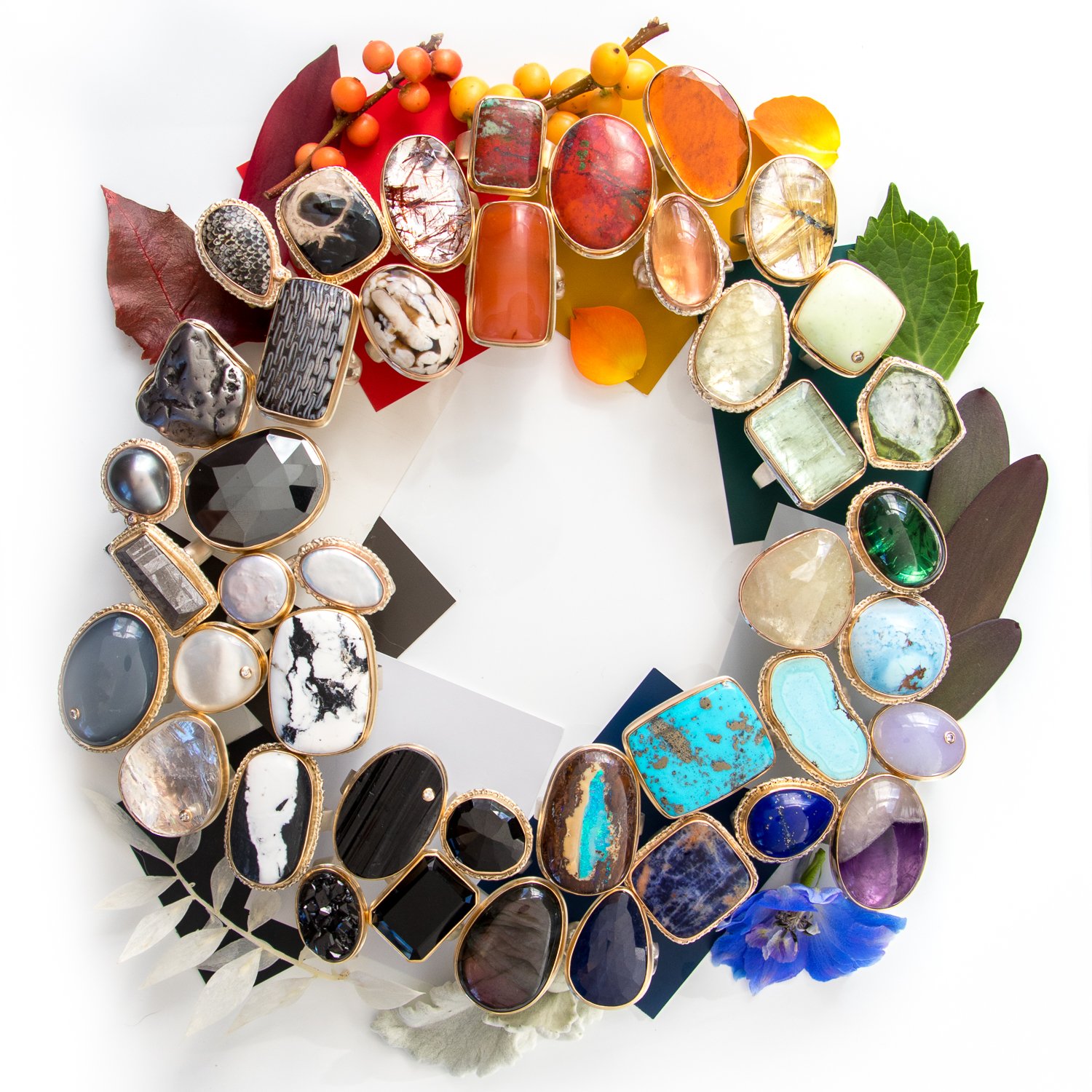 semi-precious stone rings by jewelry designer Jamie Joseph at NEWTWIST