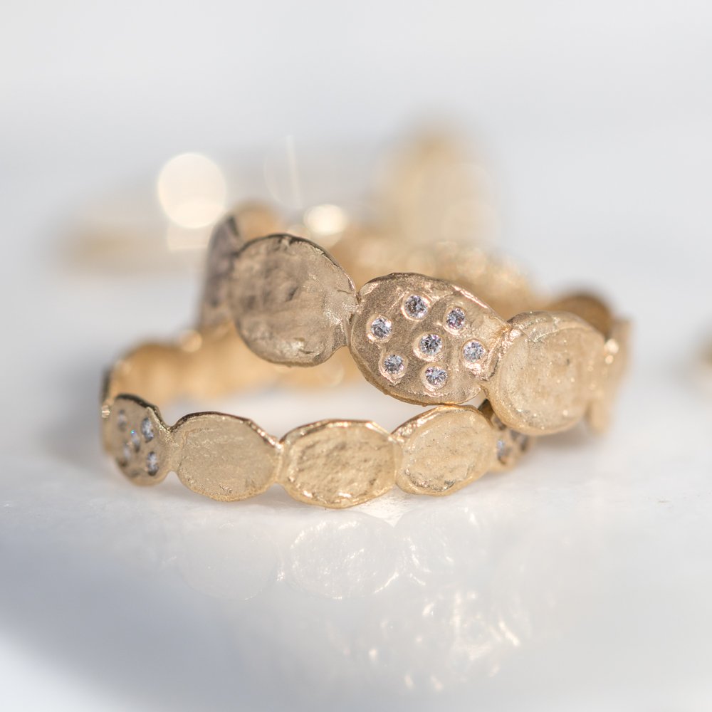 medium diamond flake eternity ring in 14k yellow gold by jewelry designer Victoria Cunningham at NEWTWIST