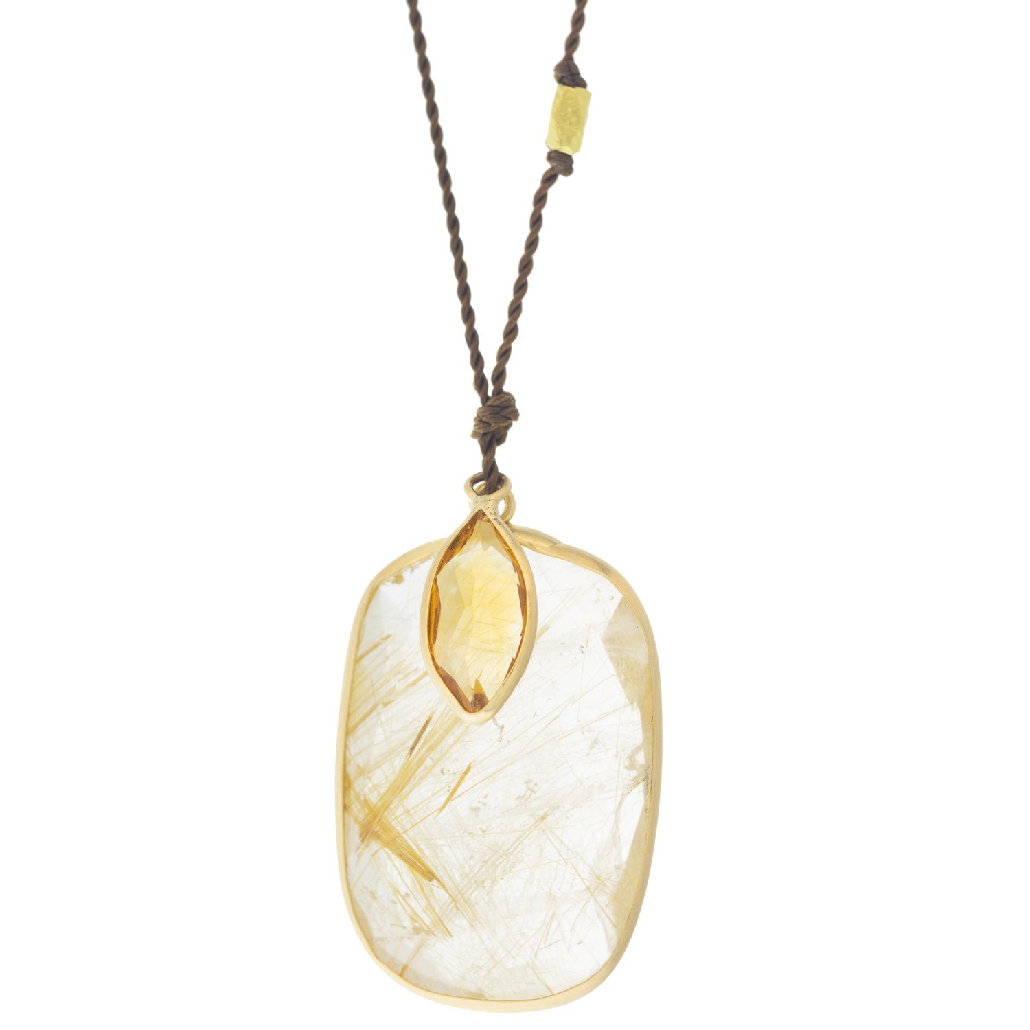 Rutilated Quartz and Citrine Necklace by Margaret Solow