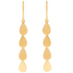 Jane Diaz: Small Tear-Drop Cascade Earring in Gold Plate