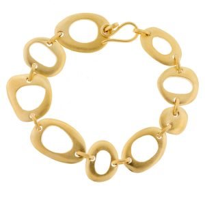 Jane Diaz: Organic Cut Outs Linked Bracelet in Gold Plate