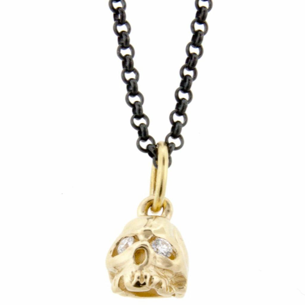 Gold Skull Charm with Diamond Eyes by Erica Molinari NEWTWIST