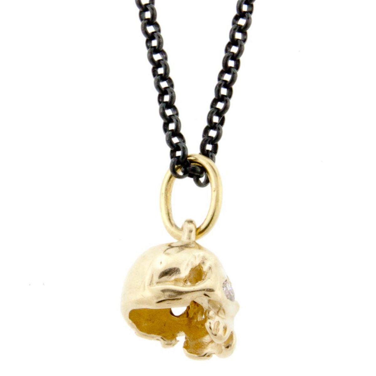 Gold Skull Charm with Diamond Eyes by Erica Molinari NEWTWIST