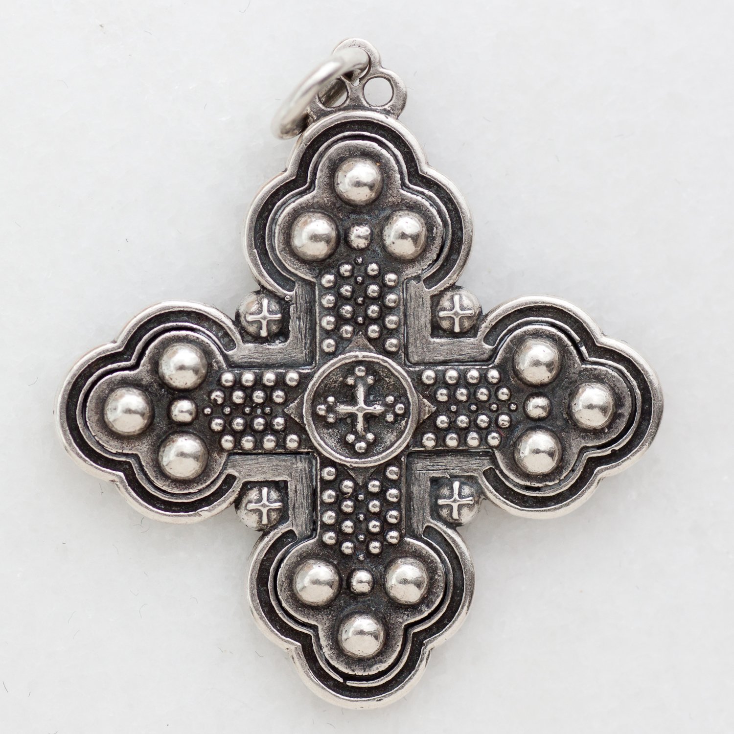 Erica Molinari Trunk Show: ss ornate balled cross charm