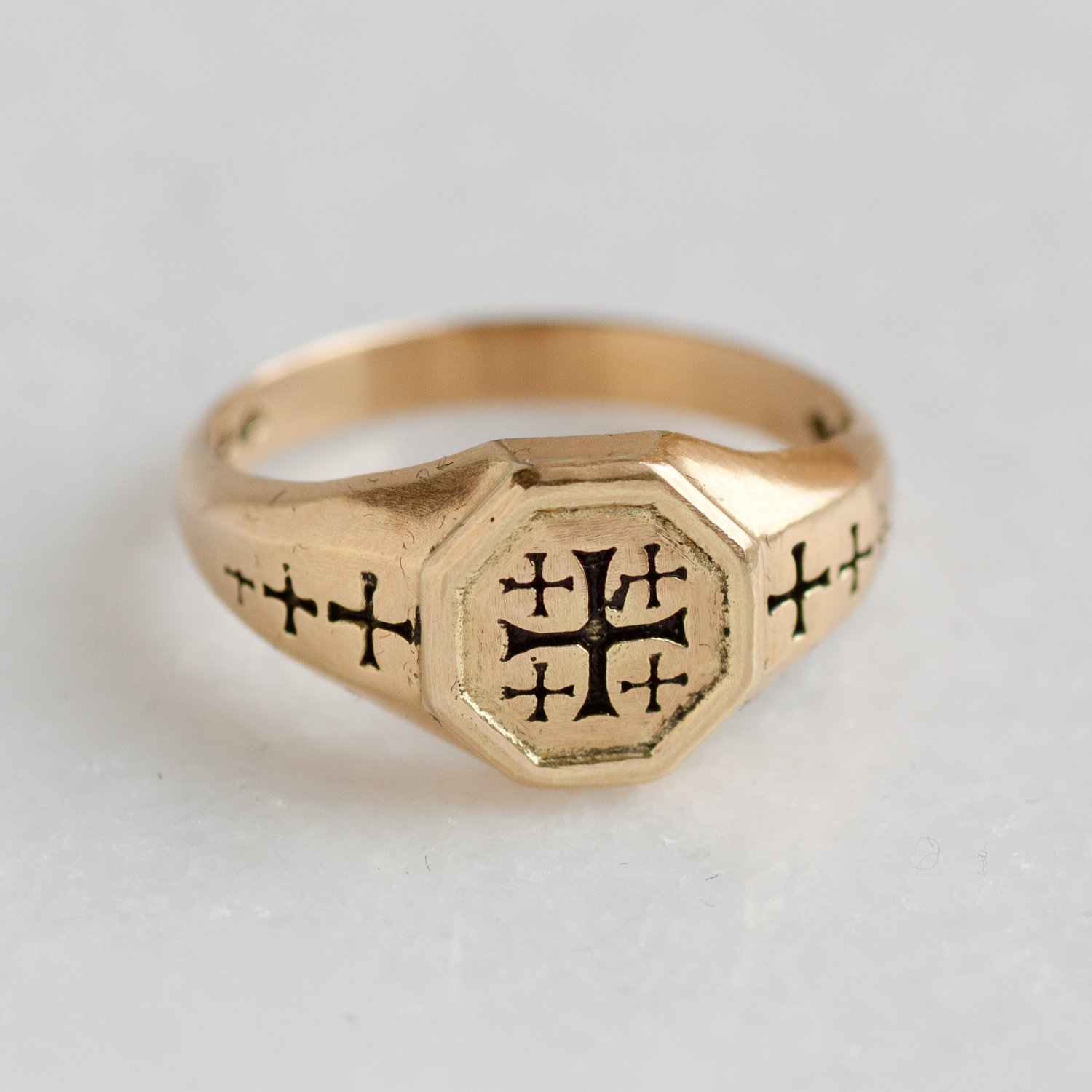 Erica Molinari Trunk Show: hexagon pinky ring with crosses