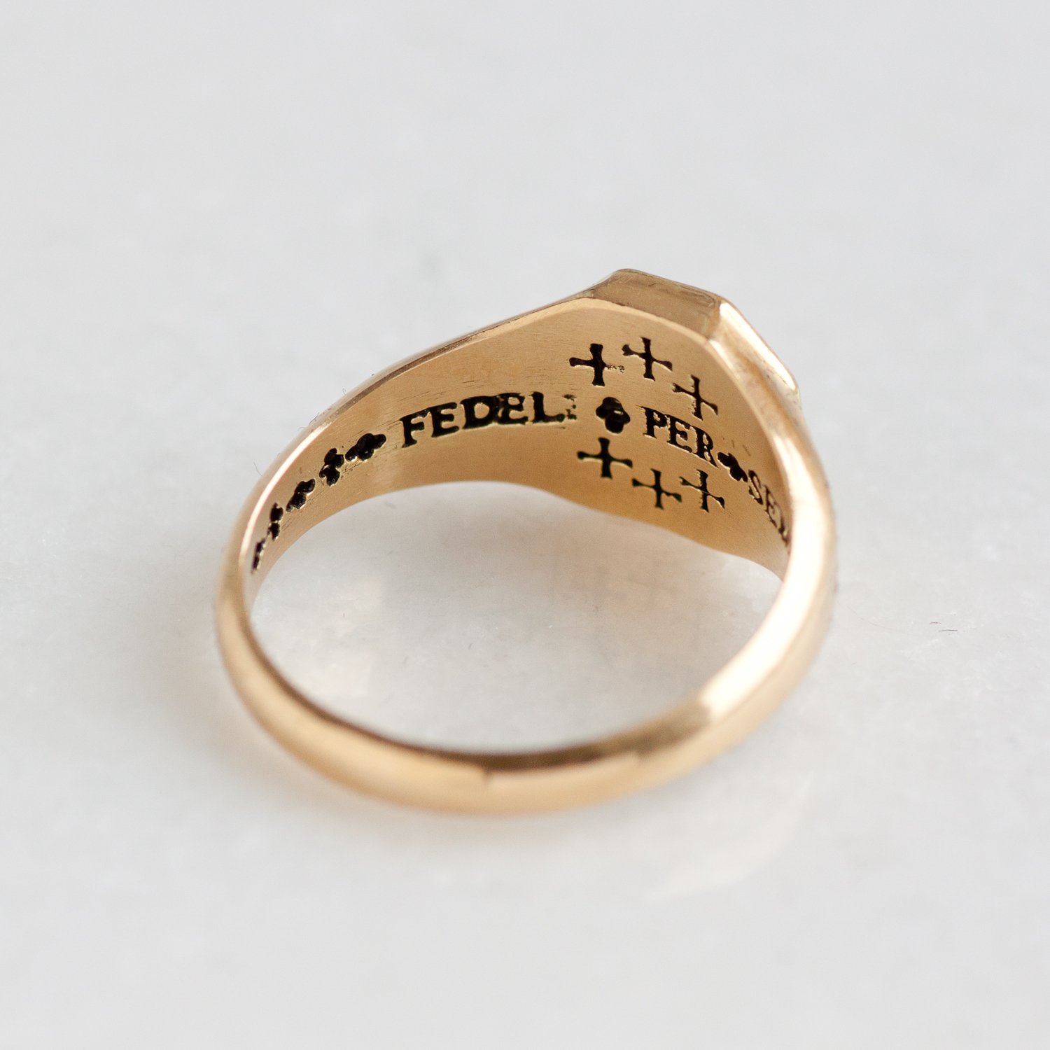 Erica Molinari Trunk Show: hexagon pinky ring with crosses