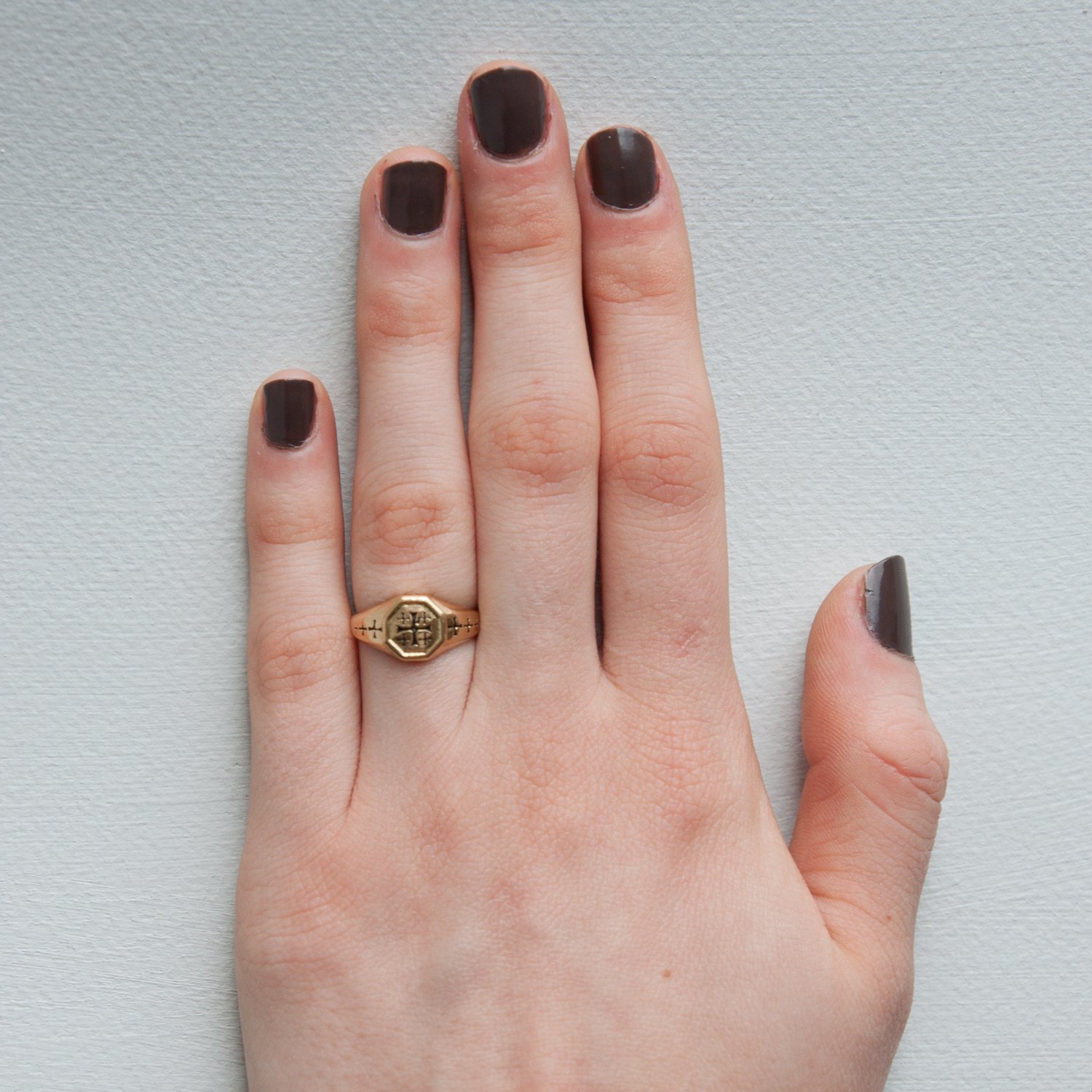 Erica Molinari Trunk Show: hexagon pinky ring with crosses