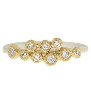 Yasuko Azuma: Ring, Moonlight Bezel, 09 Diamonds .16TCW, Sterling Silver, 18K Yellow Gold, Size 6.5