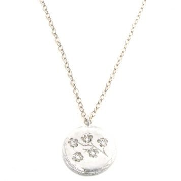 Victoria Cunningham: Necklace, Small Cherry Blossom, 14K White gold.