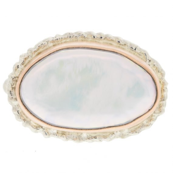 gold and silver ring with pearl by jewelry designer jamie joseph