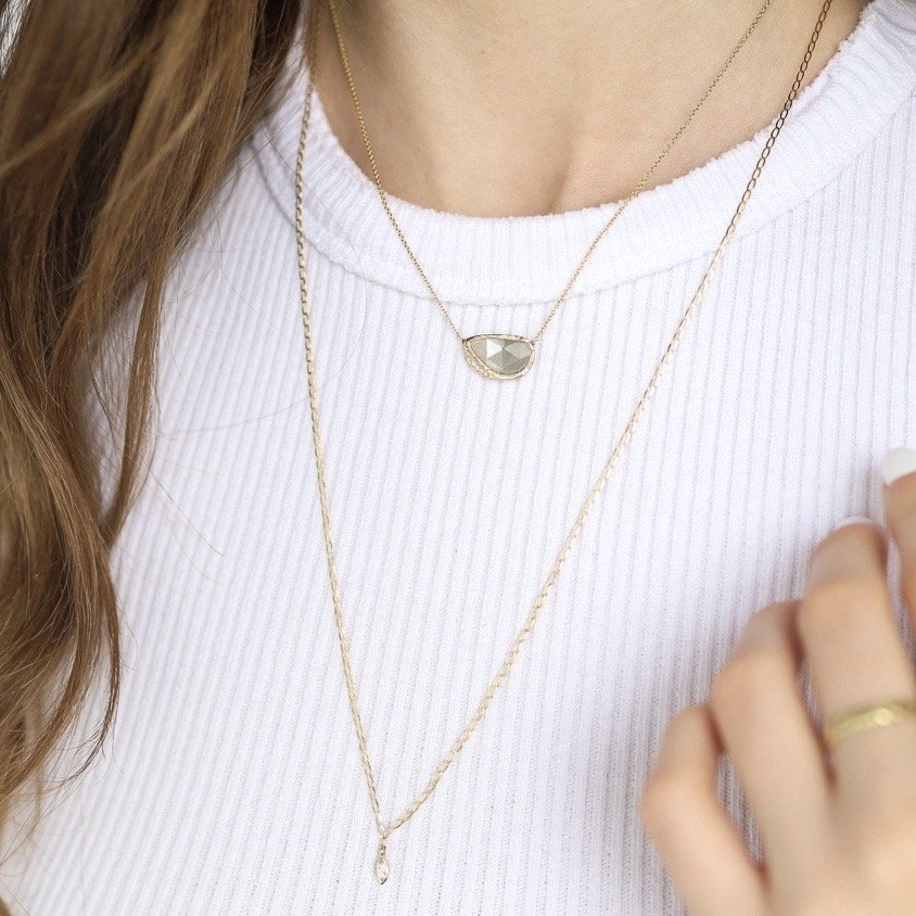 Misa Jewelry: Necklace, Diamond Slice 1.23TCW, 16 in length, 14K yellow gold