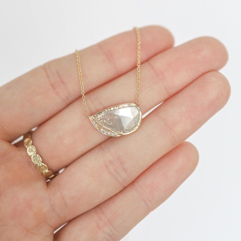 Misa Jewelry: Necklace, Diamond Slice 1.23TCW, 16 in length, 14K yellow gold