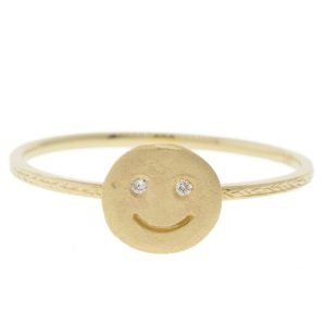 Victoria Cunningham: Ring, Smiley Face, Diamonds, 14K yellow gold