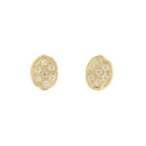 Victoria Cunningham: Earrings, Studs, Flake, Medium, Diamonds, 14K yellow gold.