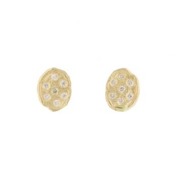 Victoria Cunningham: Earrings, Studs, Flake, Medium, Diamonds, 14K yellow gold.