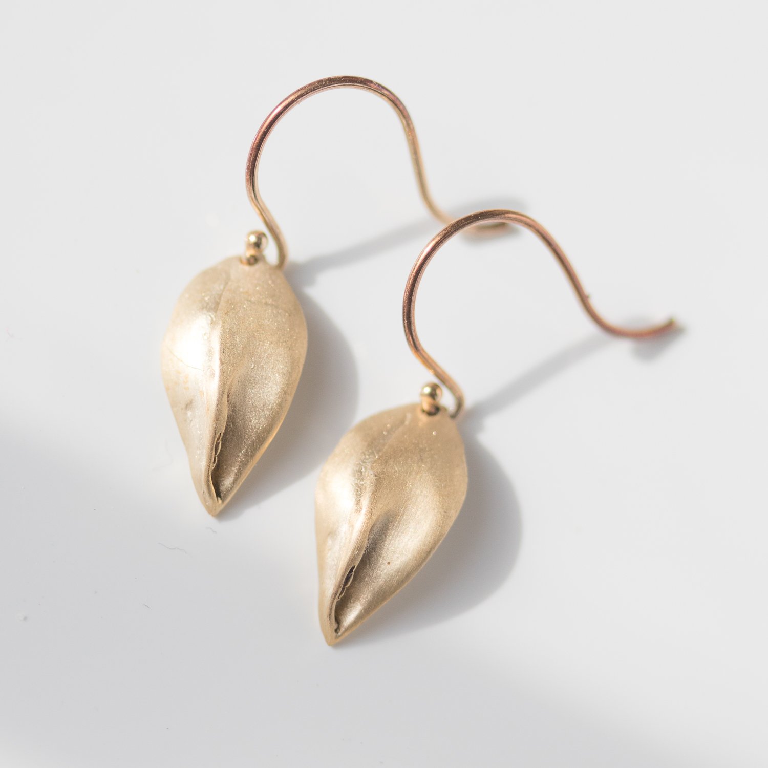 Ten Thousand Things: Earrings, Leaf, 10K Rose Gold.