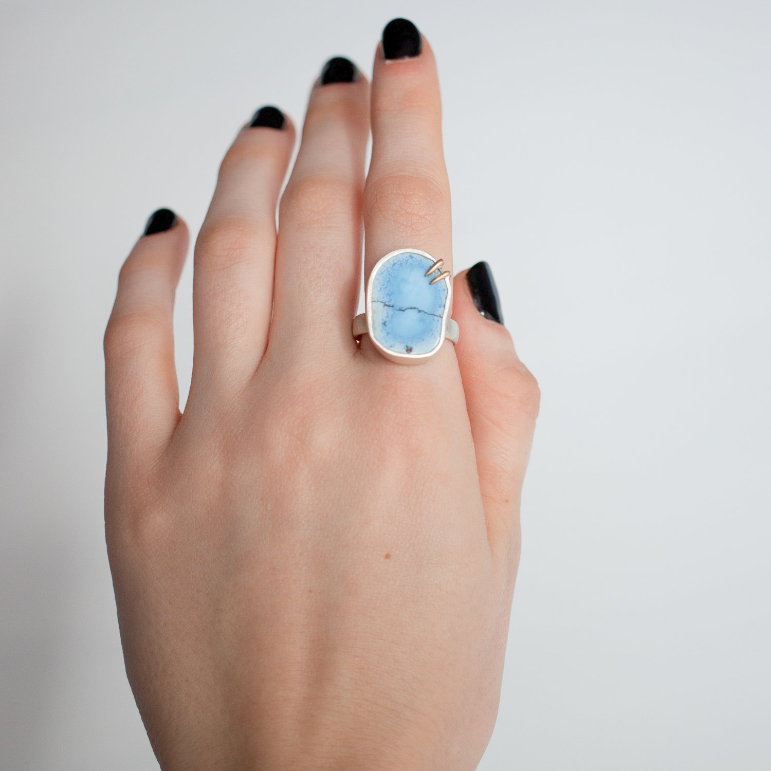 Hannah Blount: Vanity Ring - bright silver, 14K gold, 7.95ct Kazakhstan turquoise