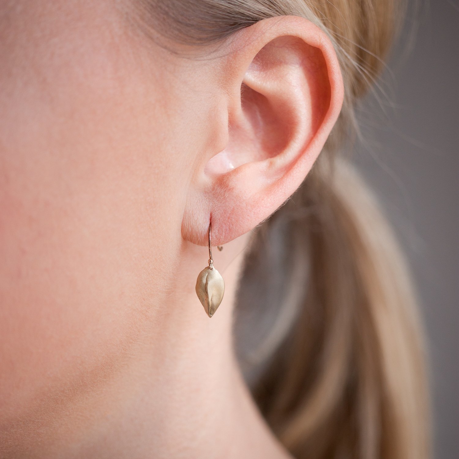 Ten Thousand Things: Earrings, Leaf, 10K Rose Gold.