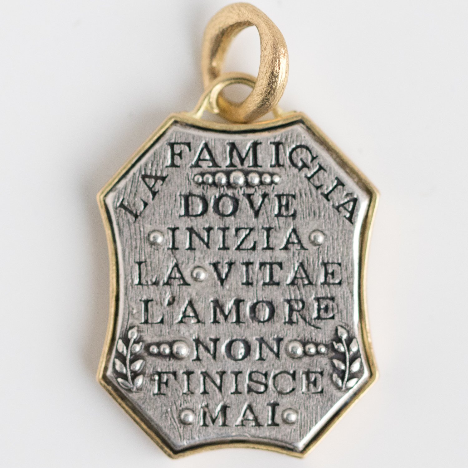 Erica Molinari Trunk Show: SS and 18K black diamond shield with family tree .60 TCW