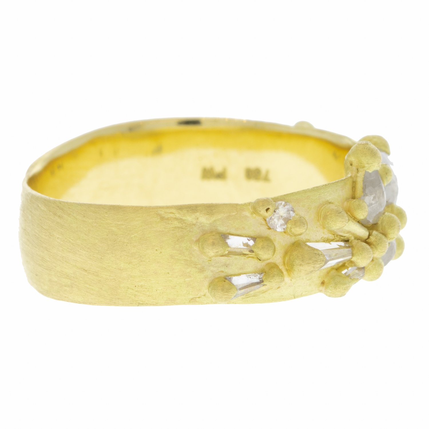 Polly Wales: Lotus ring yellow 18K gold and diamond sz 6.5