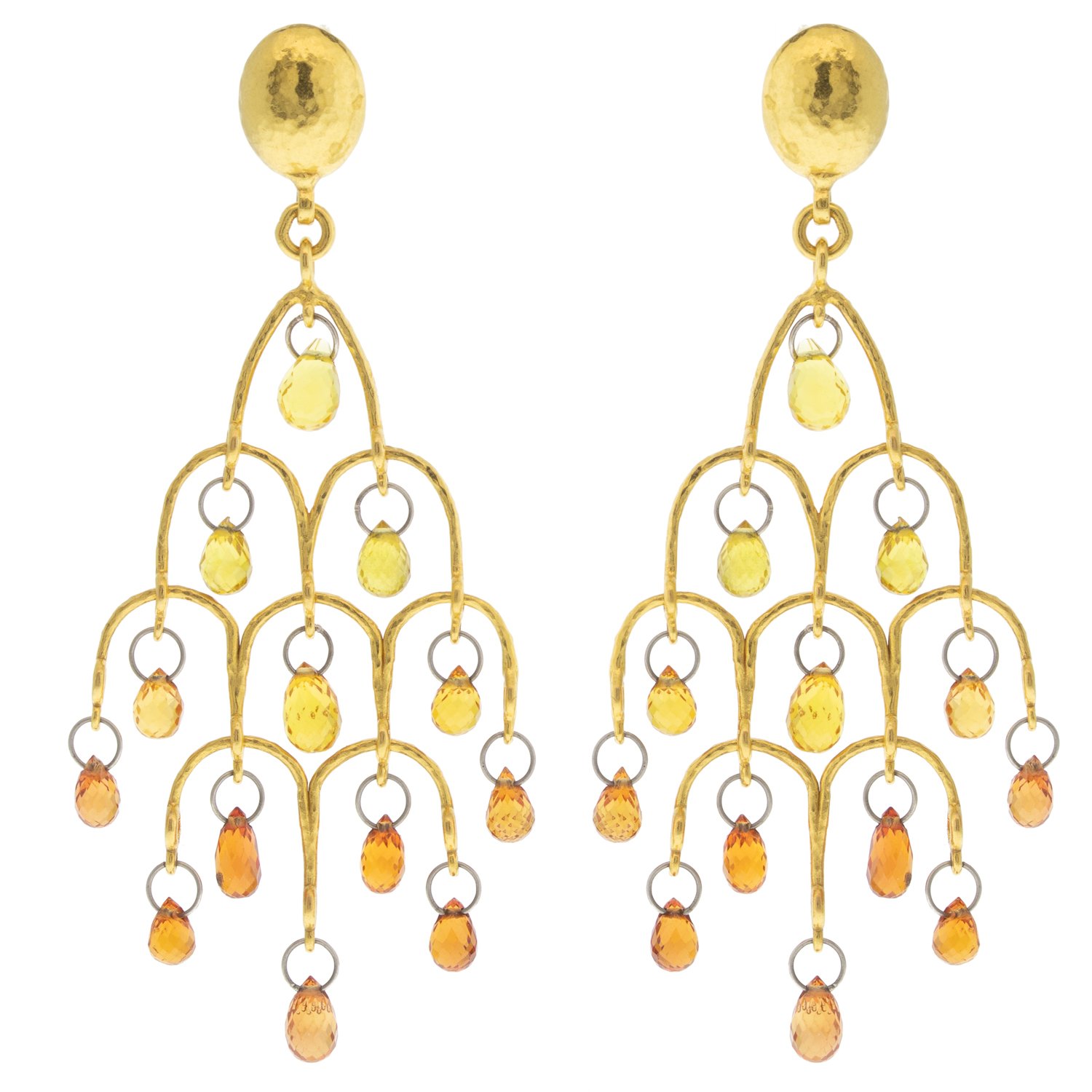 gold earrings with sapphires by jewelry designer gurhan