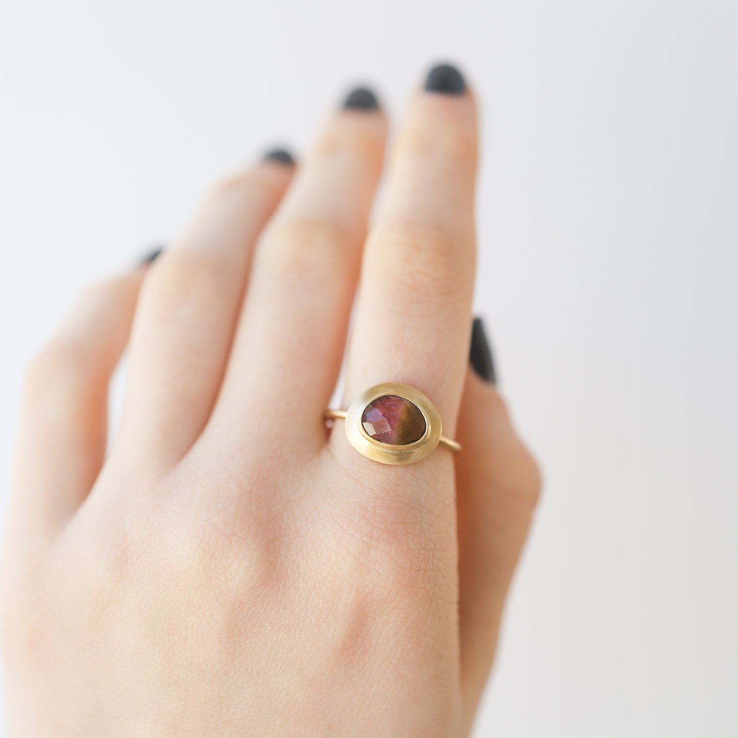 Margaret Solow: 18k YG Watermelon tourmaline RIng