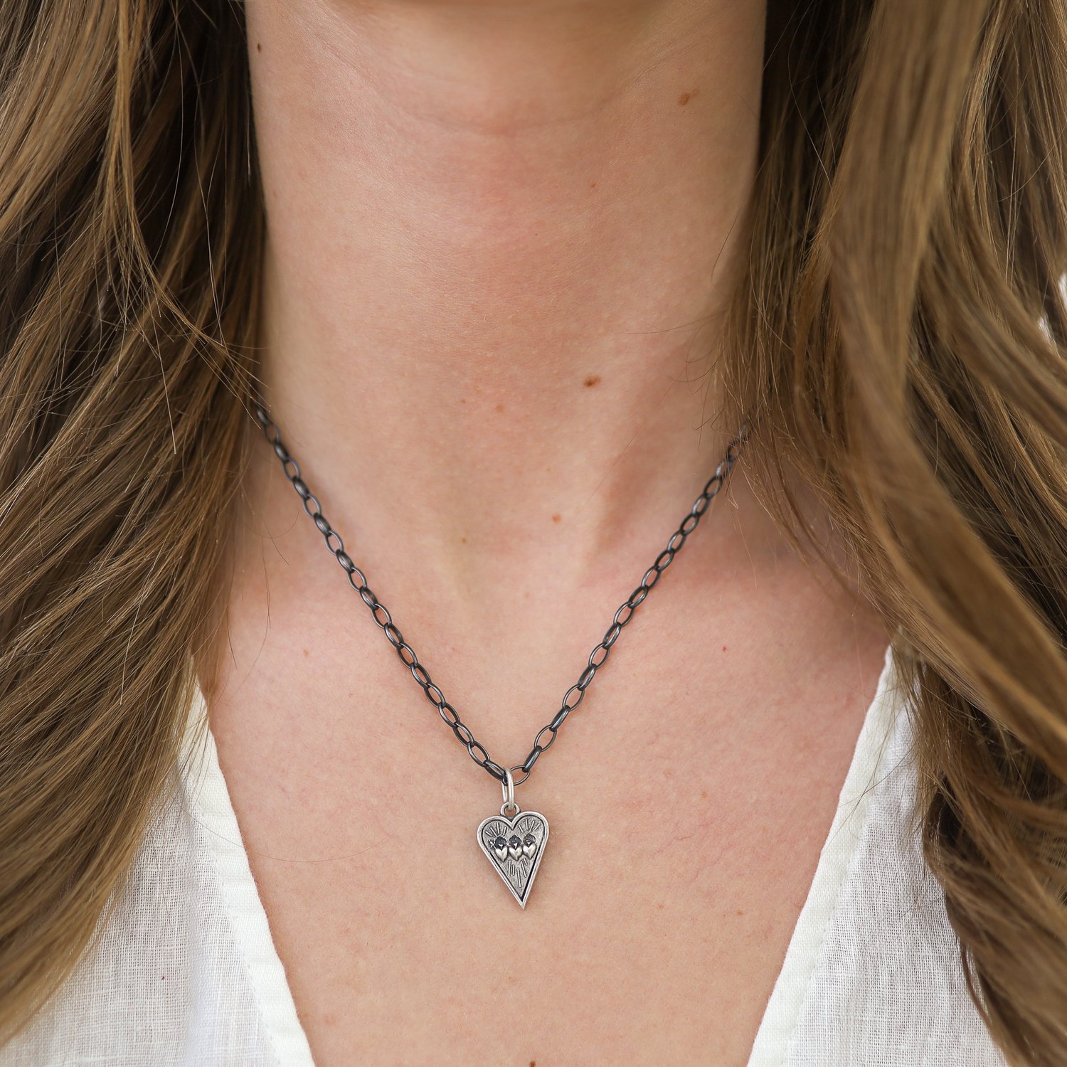 Erica Molinari Trunk Show: ss small slim heart triple sacred heart-"Love"