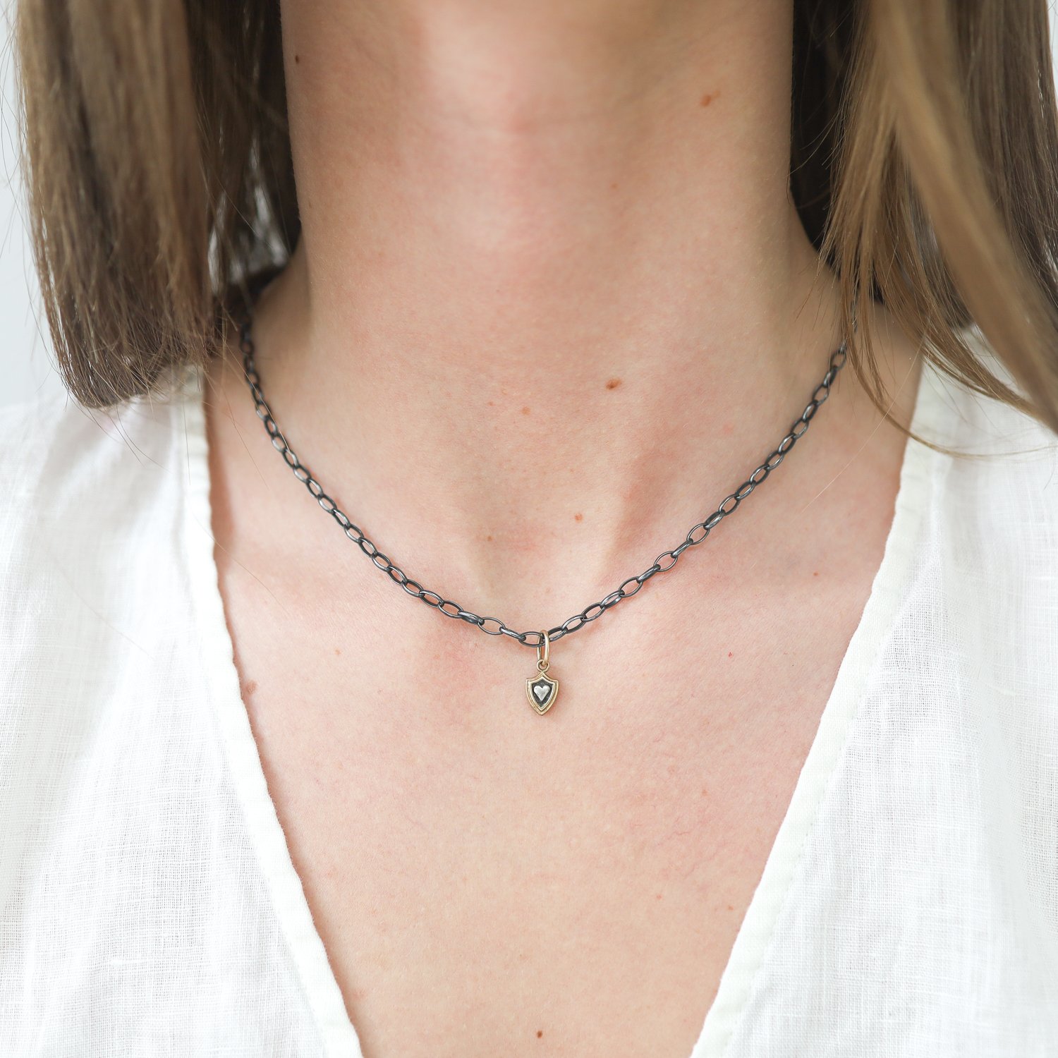 Erica Molinari Trunk Show: ss/18k baby DBL icon shield FDL & cross