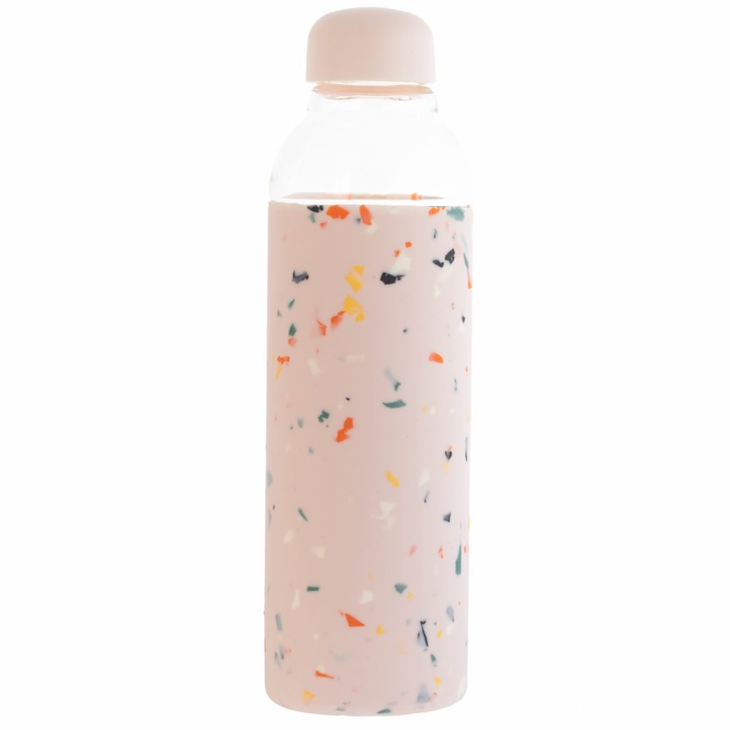 Terrazo Blush Glass Water Bottle NEWTWIST