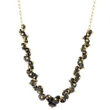 Ten Thousand Things: Black Diamond Beaded X-Long Clust, 18K Gold, Measures 16 in length