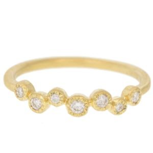 Yasuko Azuma: Ring, Zigzag Bezel, 07 Diamonds .17TCW, 18K Yellow Gold, Size 6.5.