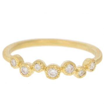 Yasuko Azuma: Ring, Zigzag Bezel, 07 Diamonds .17TCW, 18K Yellow Gold, Size 6.5.
