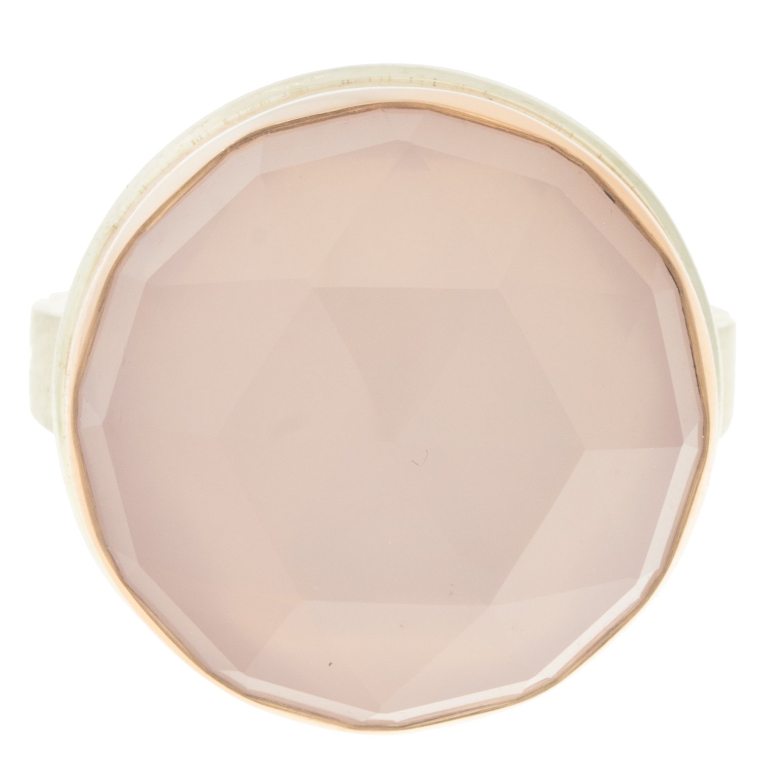 gold and silver ring with rose quartz by jewelry designer Jamie Joseph