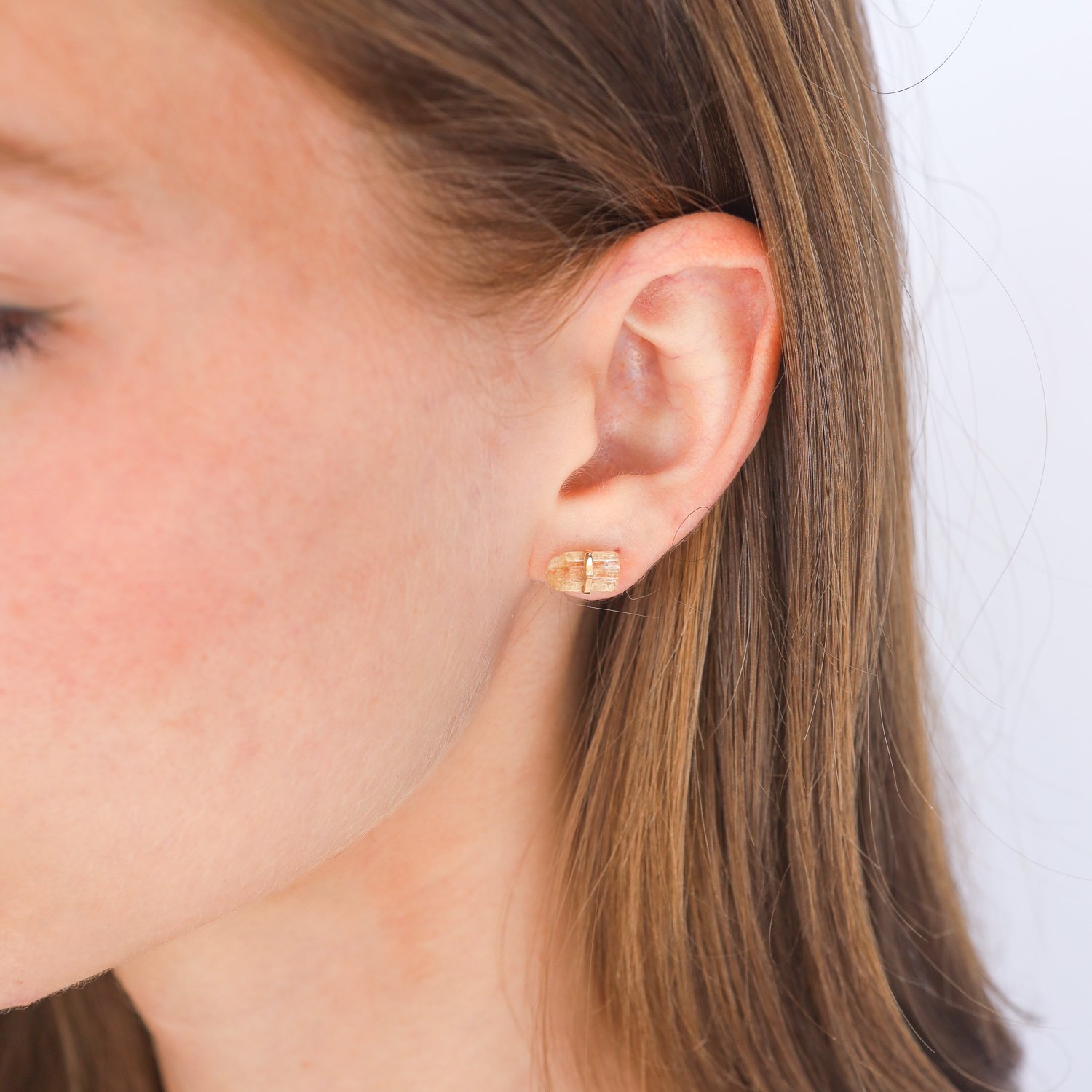 Melissa Joy Manning: Limited edition 14K gold imperial topaz stud earring