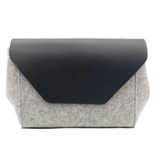 Graf & Lantz: Cecil petite purse with granite felt and black leather