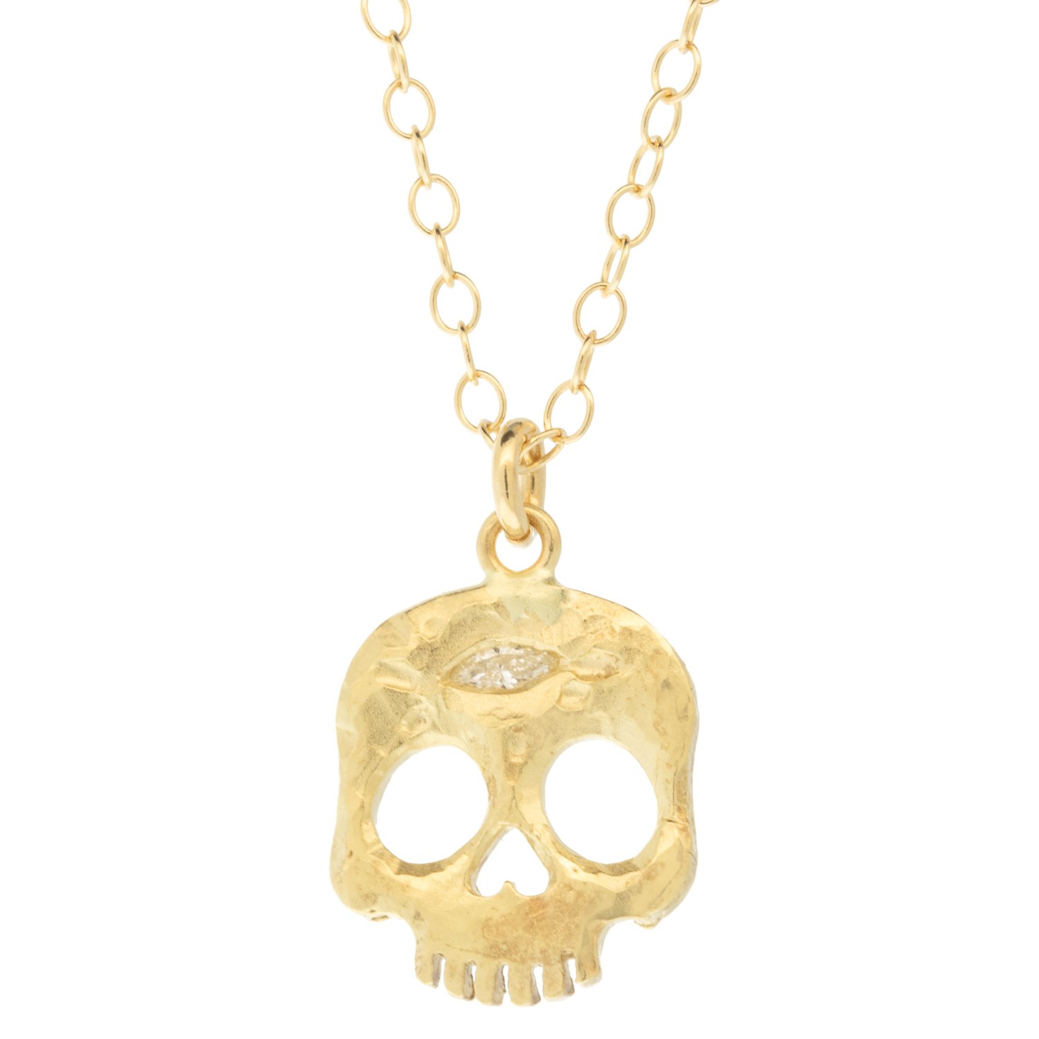 Victoria Cunningham: Necklace, Skull, 3rd Eye, 14K Yellow Gold, Pendant measures, 9/16 x 3/8 including bail, Measures 16 in length