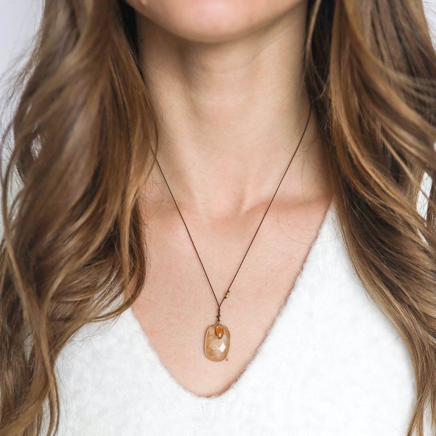 Rutilated Quartz and Citrine Necklace by Margaret Solow