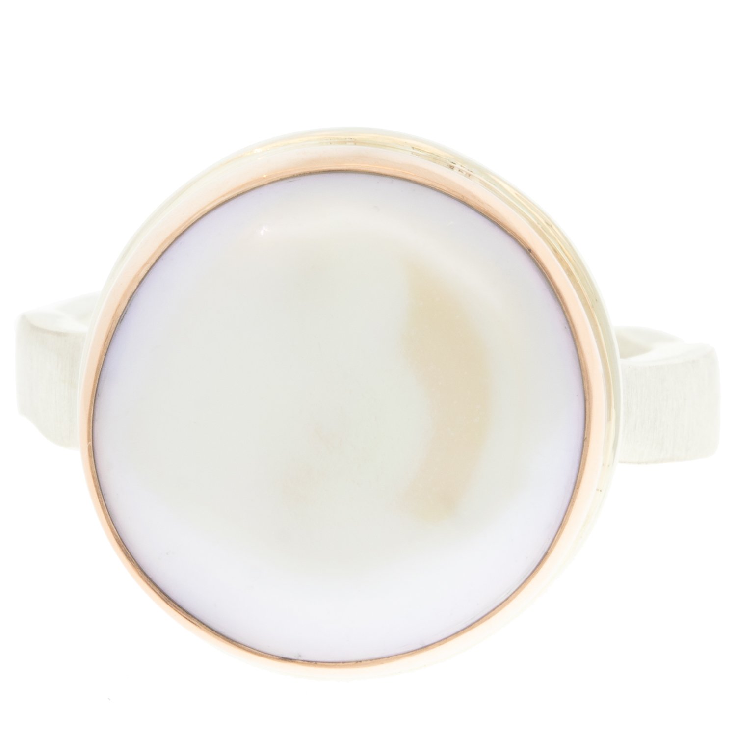 gold and silver ring with pearl by jewelry designer jamie Joseph