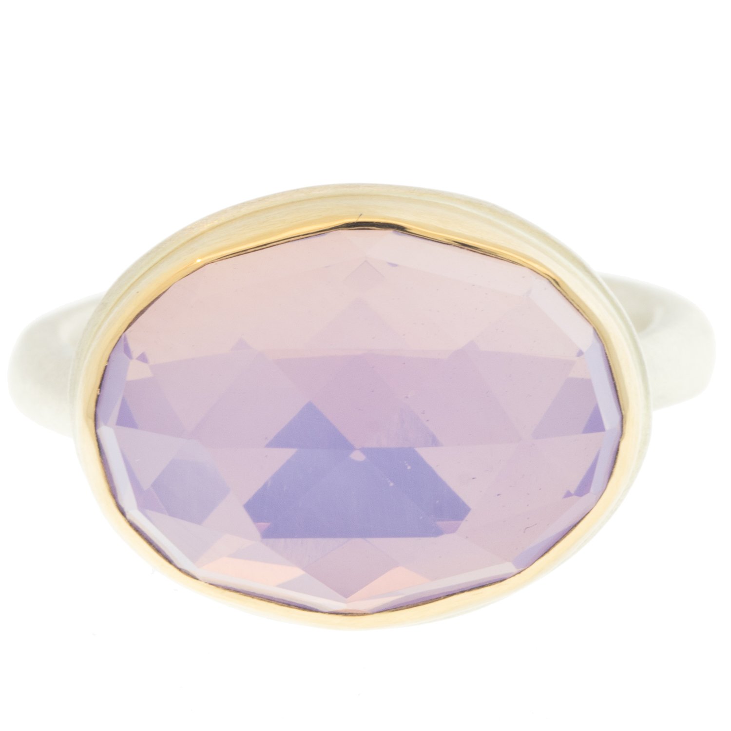gold and silver ring with lavender amethyst by jewelry designer jamie Joseph
