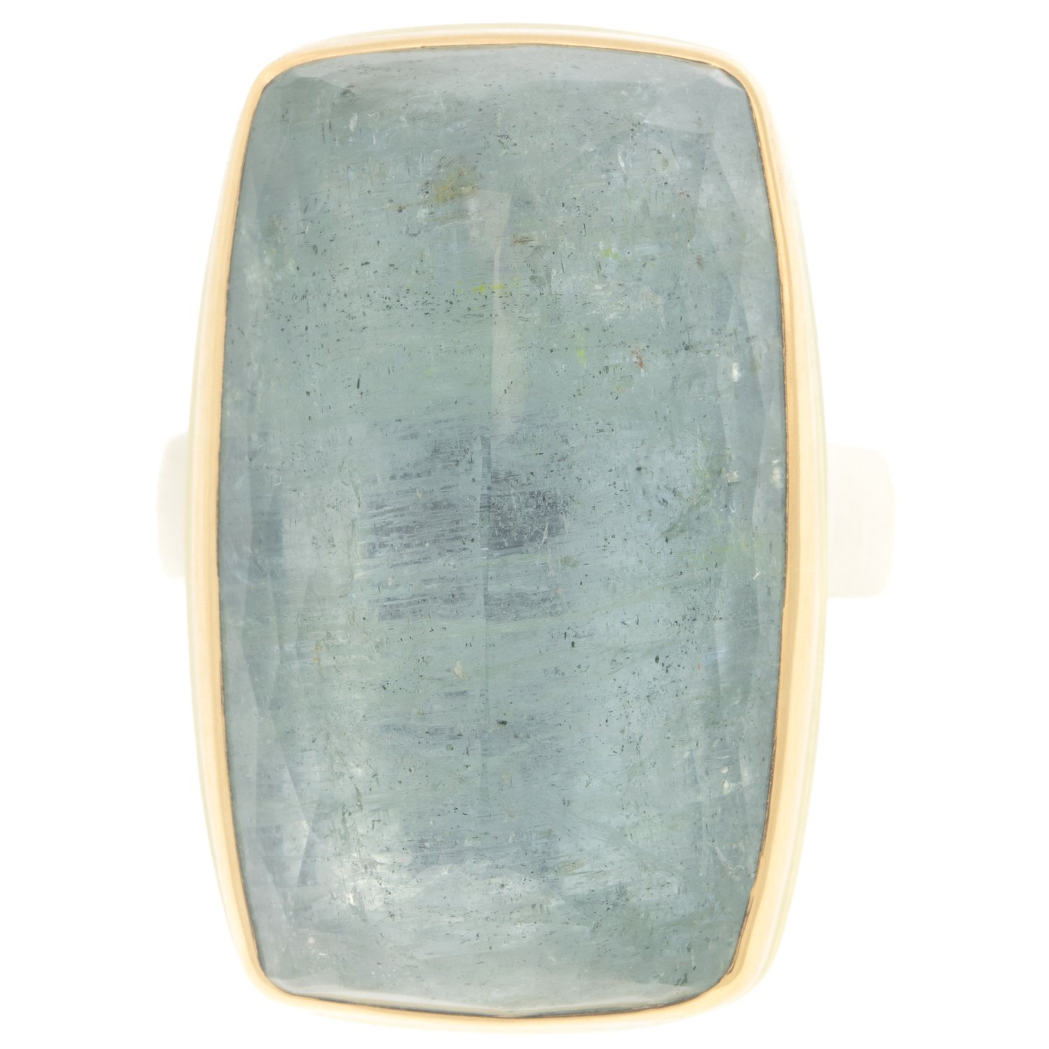 gold and silver ring with aquamarine by jewelry designer jamie Joseph