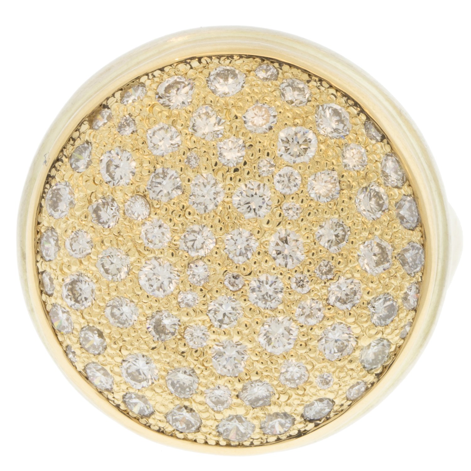 gold ring with pave diamonds by jewelry designer jamie Joseph