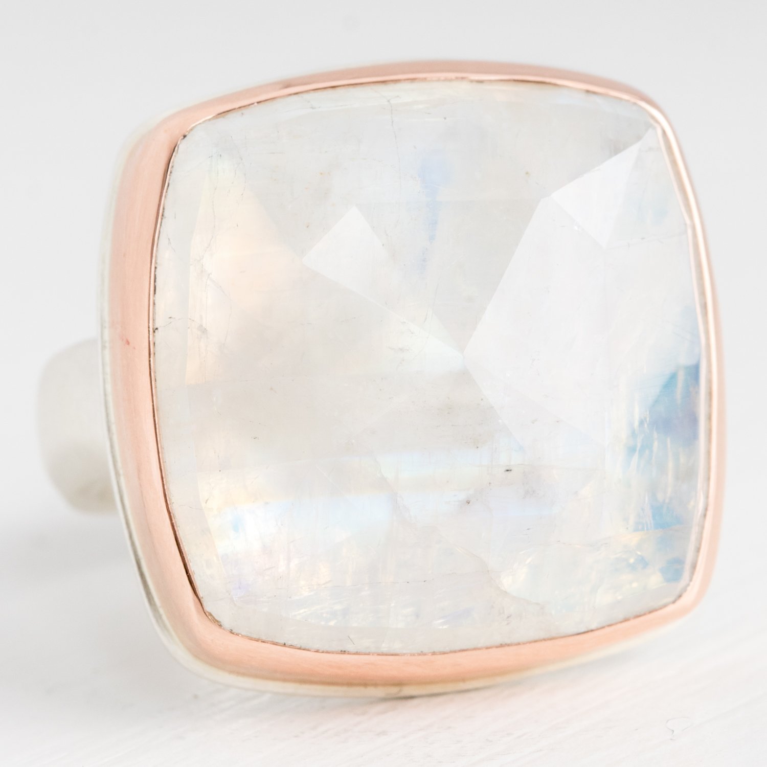 Jamie Joseph Trunk Show: Ring 79 Square White Rainbow Moonstone Ring