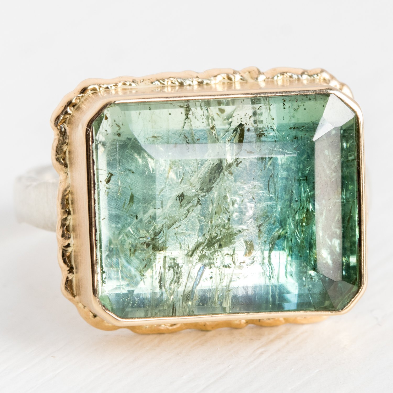 Trunk Show Rectangular Green Tourmaline Ring By Jamie Joseph NEWTWIST