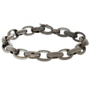 925SUNEERA: Bracelet, Nigel, Rhodium plated sterling silver, 10K gold clasp tongue, Measures 9 length