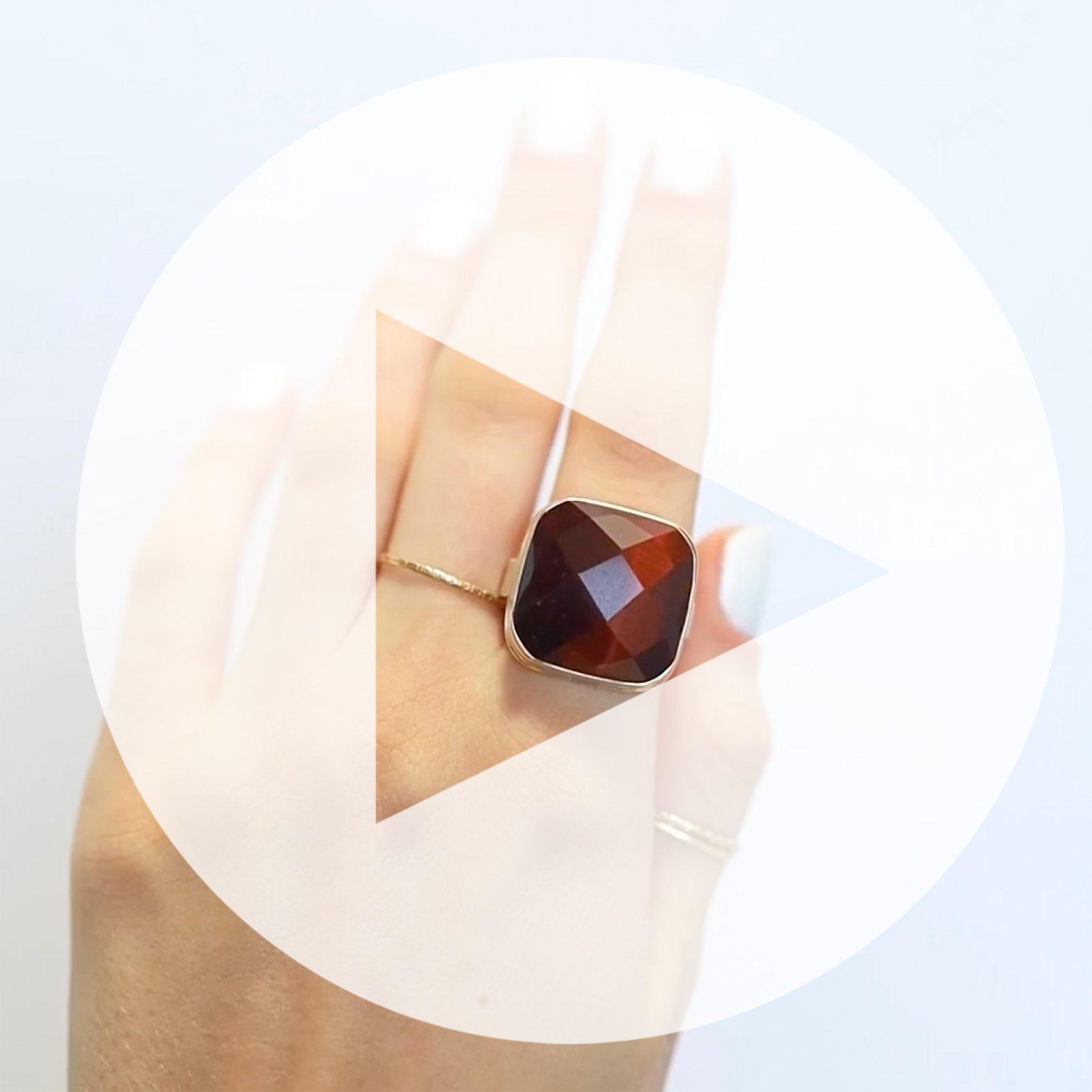 Jamie Joseph: Ring, 14K gold bezel set checkerboard blood tiger's eye, Sterling silver live edge band, Currently available in size 7 1/2