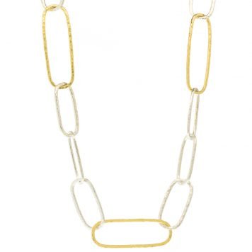 Gurhan: Necklace, Chain and oval links, 5 gold links, Handmade lobster clasp,  24K gold, Measures 20 1/2 in length