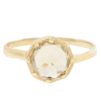 Lauren Wolf: Ring, Octagon, Champagne quartz, 14K yellow gold, Stone measures  1/4" x 1/4" including bezel, Currently available in size 6 1/2
