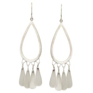 Jane Diaz: Tear Drops Earrings in Silver