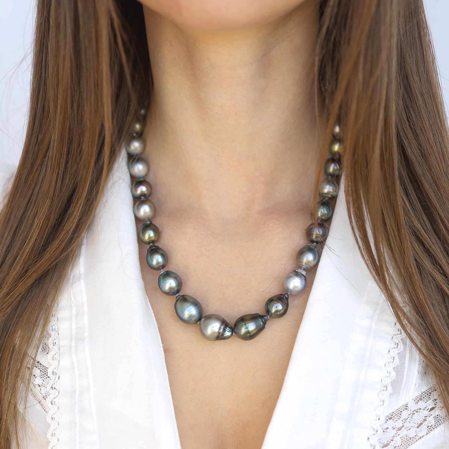 Alison Shiboski: South sea black pearl necklace with 18K handmade clasp